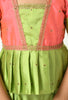 Pista Green Silk Top And Lehenga For Girls