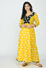 Yellow & Black Elephant Print Maternity & Nursing Maxi Dress