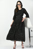 Black Georgette Polka dot Maternity & Nursing Maxi Dress