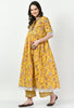 Yellow Cotton Floral Printed Maternity & Nursing Kurta & Pant set of 2