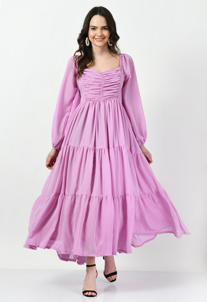 Lavender Georgette Dobby Maternity & Nursing Photoshoot and Baby Shower Gown