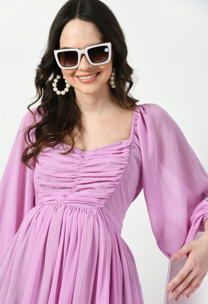 Lavender Georgette Dobby Maternity & Nursing Photoshoot and Baby Shower Gown