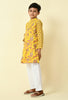 ADRA Kids Yellow & White Cotton Floral Kurta & Pyjama 