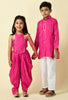 ADRA Kids Pink Rayon Lurex Stripes print Top & Dhoti