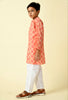 ADRA Kids Peach Cotton Circle Printed Kurta & Pyjama for Boys  