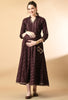 Brown Cotton Lurex Maternity & Nursing Maxi Dress