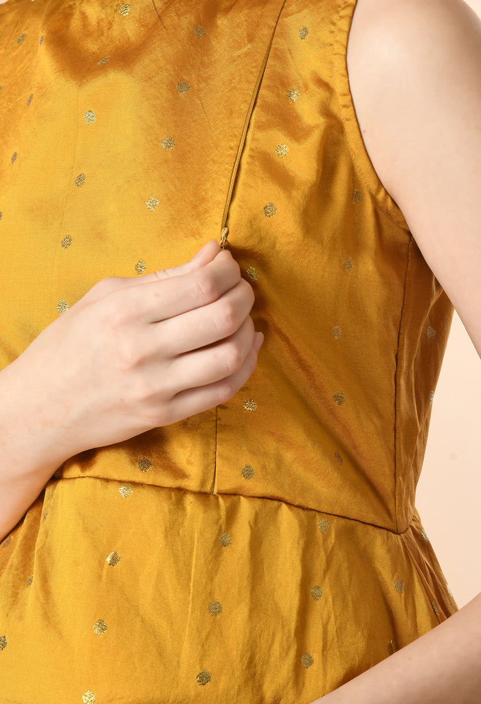 Golden Dot Silk Maternity & Nursing Maxi Dress with Jacket