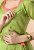 Pishta Green Dot Silk Maternity & Nursing Maxi Dress
