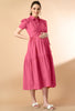 Pink poplin tiered dress Maternity & Nursing Midi Dress With Belt