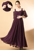 Purple Chiffon Dobby cold shoulder gown with floral patch Maternity & Nursing Gown