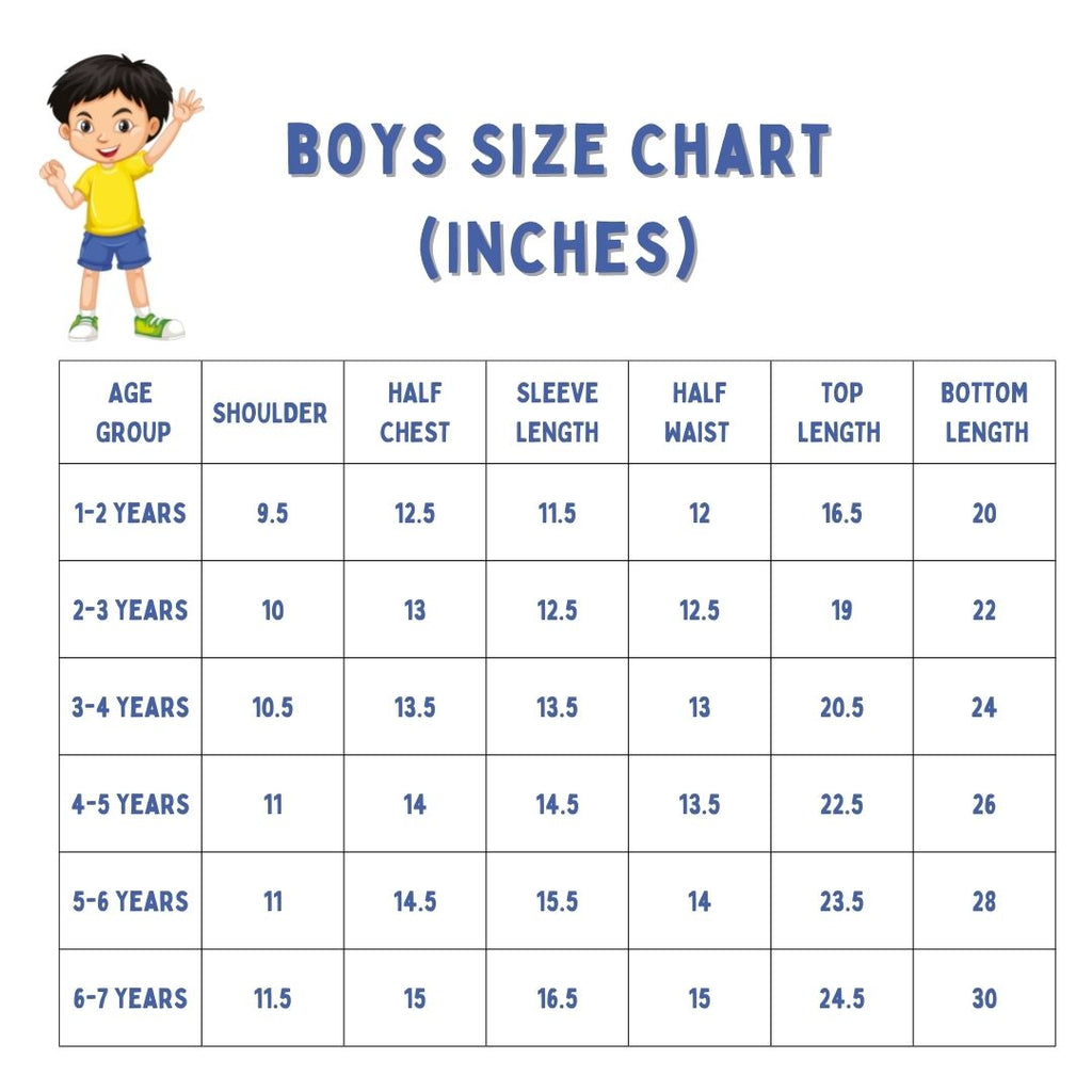 Boys' Clothing Size Chart.