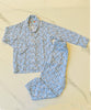 Blue Rayon Printed Top & Pyjama Night Suit Set of 2 Pcs