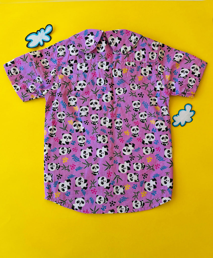 ADRA Kids Purple Poplin Half Sleeves Panda Night suit with Pyjama Set of 02