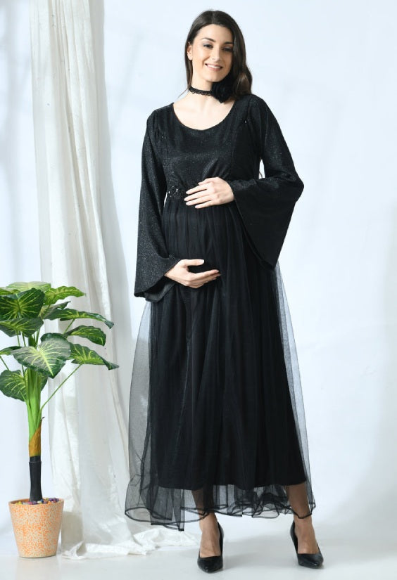 Flattering Maternity Dress for Baby Showers - Knee-Length with Ruffled  Sleeves