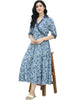 Blue Floral Paisley Print Maternity & Nursing Dress