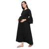 Black Small Polka Dot Maternity And Nursing Maxi Dress