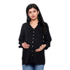 Black Solid Button Down Maternity & Nursing Shirt