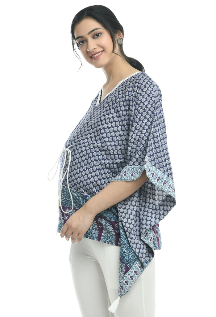 Blue Tassel Maternity & Nursing Kaftan Top 1