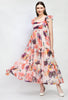 White Chiffon Floral  Maternity & Nursing Flowy Maxi Dress/Gown set of 1 pcs