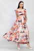 White Chiffon Floral  Maternity & Nursing Flowy Maxi Dress/Gown set of 1 pcs