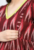 Maroon Cotton Ikat Maternity & Nursing Midi Dress set of 1 Pcs