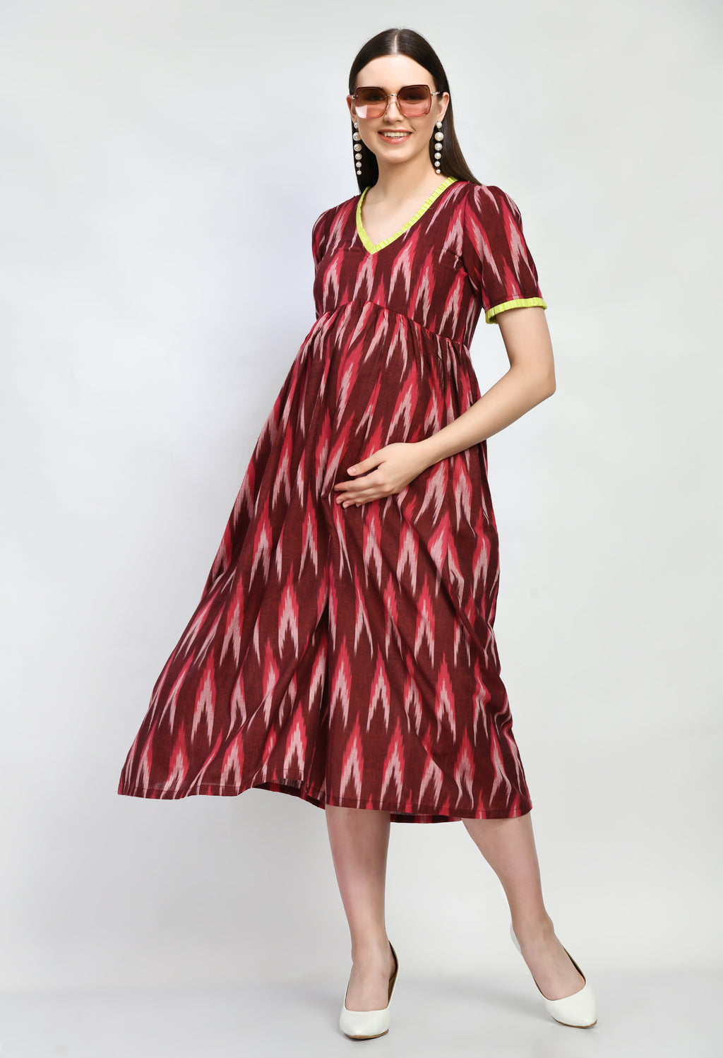 Buy Lovely Mom's Women's Cotton Rayon Floral Design Maternity Dress, Breastfeeding Kurti With Zippers,Nursing Dress for Pregnancy Red - L Online  at Best Prices in India - JioMart.
