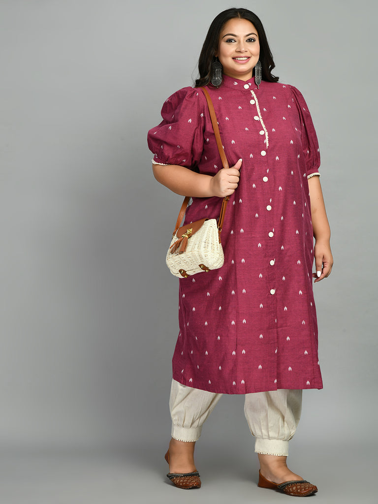 Pink Heart Print Maternity & Nursing Kurta with Linen Afghan Salwar Set