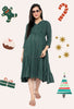 Green Lurex Maternity & Nursing Midi Dress