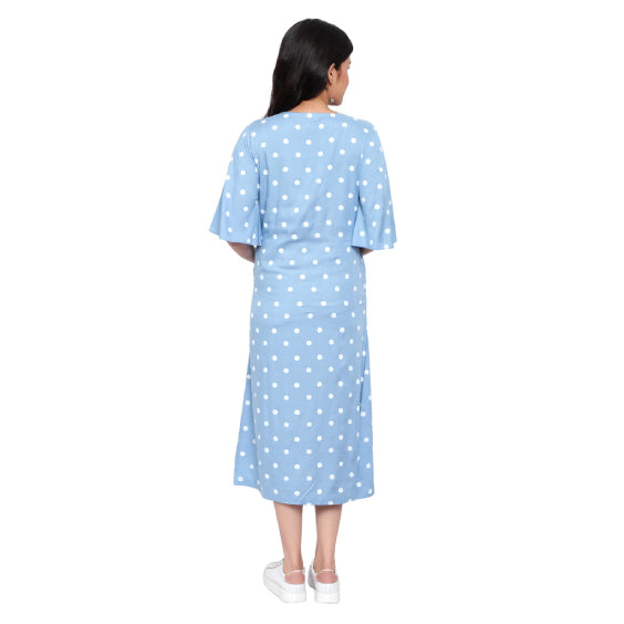 Light Blue Polka Dot Maternity & Nursing Dress