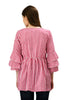 Pink & White Check Ruffle Sleeves Maternity & Nursing Top 