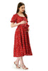 Red Floral Ditsy Tiered Maternity & Nursing Midi Dress