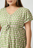 Light Green Floral Maternity & Nursing Button Down High Low Dress