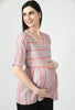 Pink Cotton Stripes Print Maternity & Nursing Angrakha Top