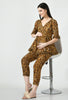 Brown & Black Leopard Print Maternity & Nursing Peplum Top with Pant Set