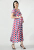Pink Tie & Dye Print Maternity & Nursing Cape Maxi Dress
