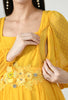 Yellow Maternity & Nursing All Over Chiffon Dobby Baby Shower and Photoshoot Gown with Belt