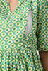 Green Cotton Hand Block Maternity & Nursing Peplum Top & Pant Coord Set