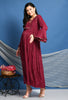 Dark Pink Rayon Lurex  Maternity & Nursing Maxi Dress Set