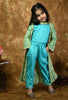 ADRA Kids Girls Blue Cotton Solid Top & Pant with Frill Jacket Set