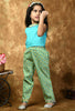 ADRA Kids Girls Light Green Cotton Printed Top & Pant with Frill Jacket Set
