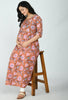 Orange Floral Cotton Maternity & Nursing Kurta