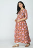 Orange Floral Cotton Maternity & Nursing Kurta