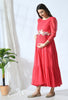 Pink Maternity & Nursing All Over Chiffon Dobby Baby Shower and Photoshoot Gown with Belt