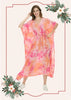 Pink Tie & Dye Print  Maternity & Nursing Lurex Kaftan with Zip