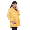 White Mustard Striped Maternity and Nursing Shirt