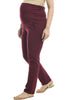 Wine Berry Over Belly Maternity Straight Fit Pants with Pockets