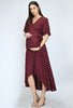 Wine Polka Dot Hi- Lo Maternity & Nursing Dress
