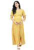 Yellow Ditsy Floral Print Maternity Maxi Dress