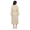 Yellow White Striped Ruffle Sleeves Maternity & Nursing Dress