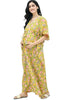 Yellow Floral Maternity & Nursing Kaftan With Zip